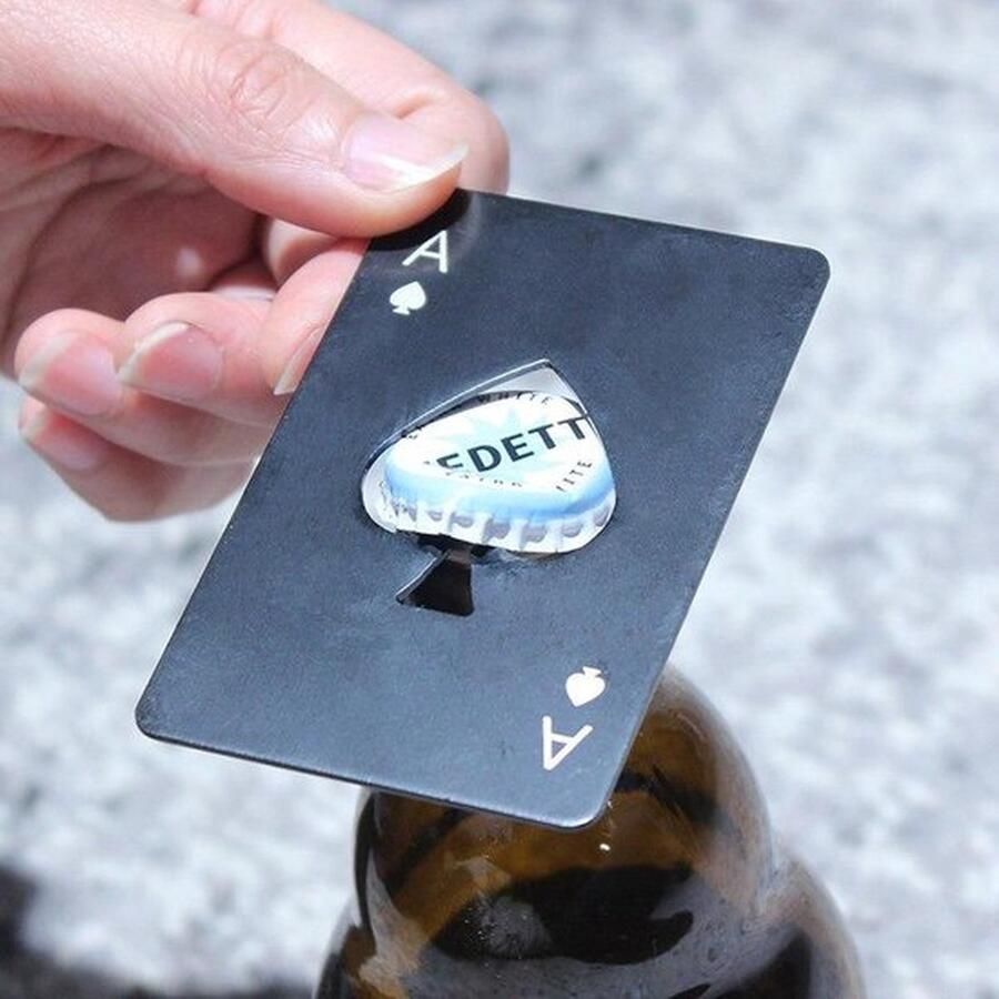 Cheaperito Flesopener Schoppen Aas I Bieropener I Bier Opener I Magnetisch I Flesopener Spelkaart I Bar accessoires I RVS I Zwart