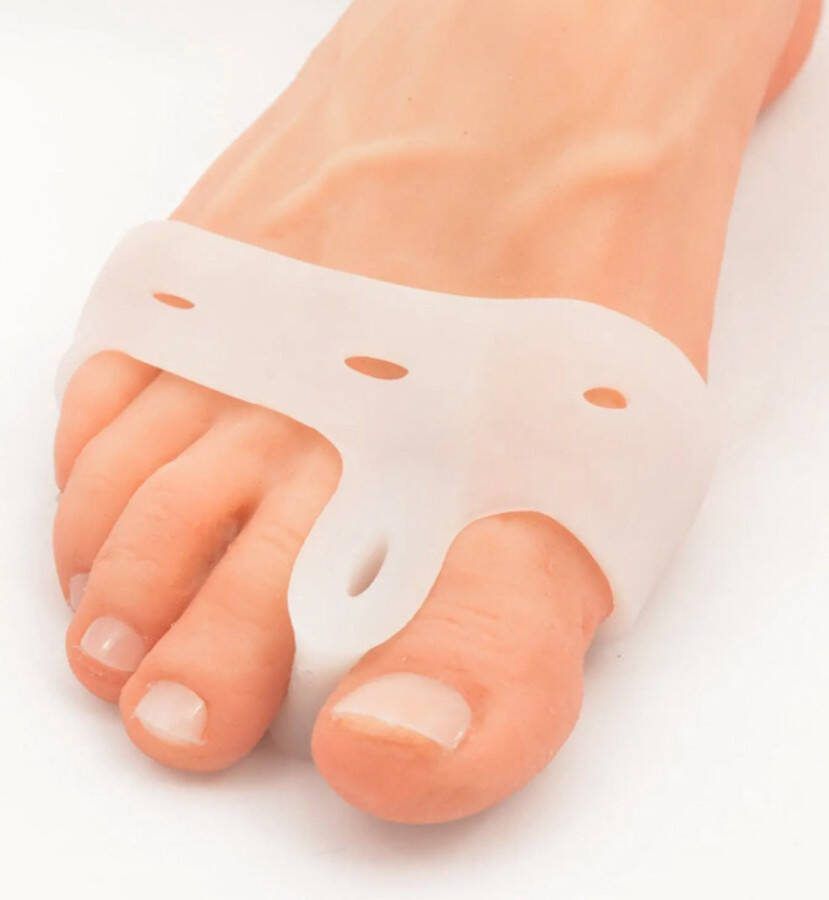 Cheaperito Dubbele Siliconen Teencorrector I Teenspreider I Hallux Valgus I Teen Recht Maken I Schok Absorberend I Met Gaten I Wit I 1 Paar