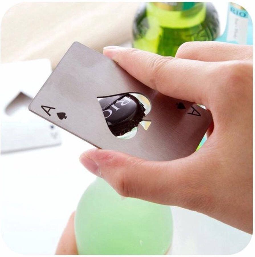 Cheaperito Flesopener Schoppen Aas I Bieropener I Bier Opener I Magnetisch I Flesopener Spelkaart I Bar accessoires I RVS I Zilver