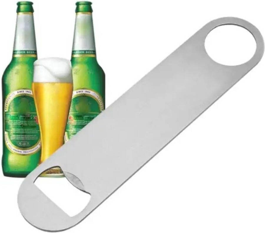 Cheaperito Geborstelde RVS Flesopener I Bieropener I Compact I Barblade I Met Ophangoog I 13 x 3 Cm