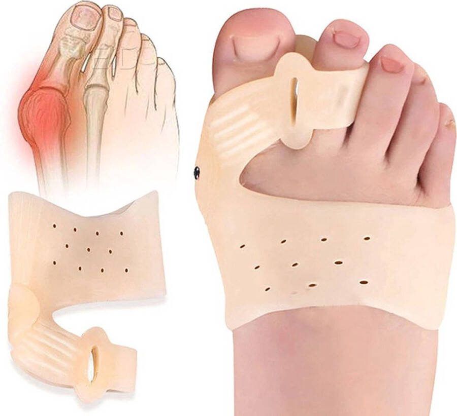 Cheaperito Knobbel Teen Corrector I Hallux Valgus Siliconen Teenbeschermers I Teenspreider I Teen Corrector I Bunion I Eeltknobbel Teen Rechtzetten I 1 Paar I Beige