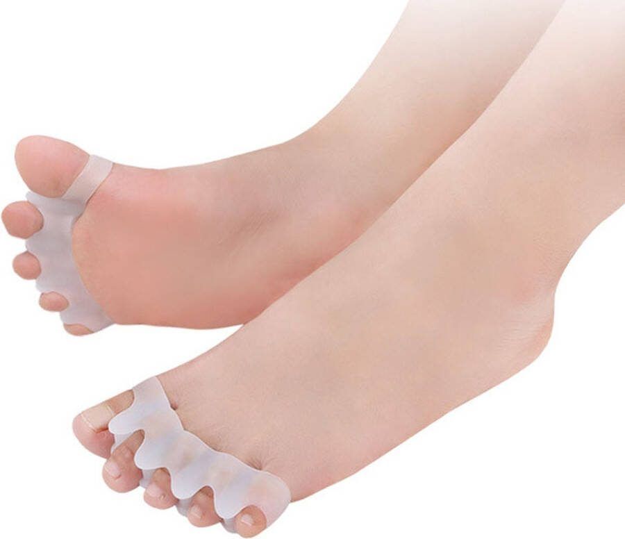 Cheaperito Siliconen Teencorrector 5 Tenen I Teenspreider I Hallux Valgus I Teen Recht Maken I Tenen Spreiden I Wit I 1 Paar
