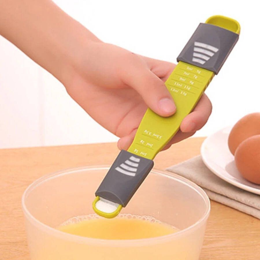 Cheaperito Verstelbare Maatlepel I Meet Gram & Milliliter I Lepelweegschaal I Maatschep I 8 Meetstanden