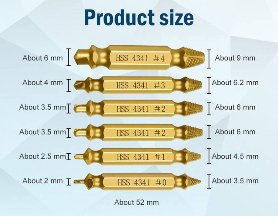 Cheaperito Verwijder Set Schroeven I Schroefverwijderaar Set I Schroeven Verwijderset I Set van 6 I Goud