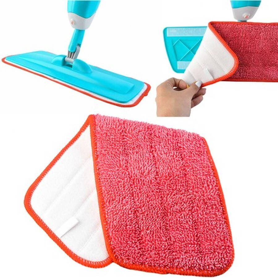 Cheaplys Microvezeldoek Dweil doek Spraymop doek Microvezel Pad Vloerwisser en Vloertrekker Met klittenbandbevestiging Rood