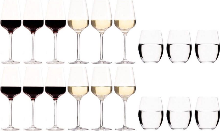 Chef & Sommelier Wijnglazenset Sublym (Rode wijnglazen & Witte wijnglazen & Waterglazen) 18 delige set 6 rode wijnglazen 6 witte wijnglazen en 6 waterglazen