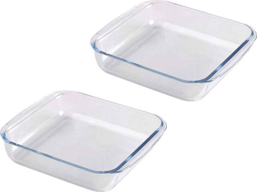 Chef Traiteur Ovenschaal van borosilicaat glas 2x vierkant 1.8 Liter 24 x 22 x 6 cm