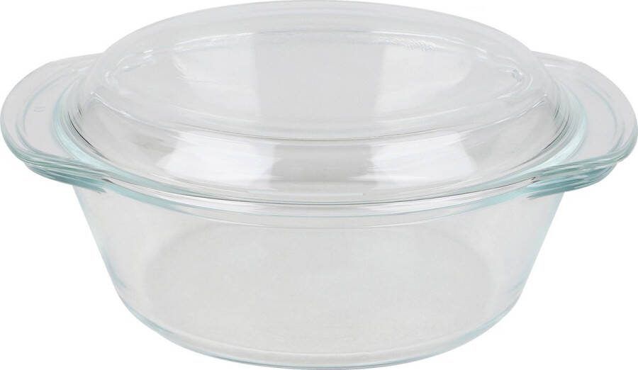 Chef Traiteur Ovenschaal van borosilicaat glas met deksel rond 1.5 Liter 24 x 21 x 10 cm