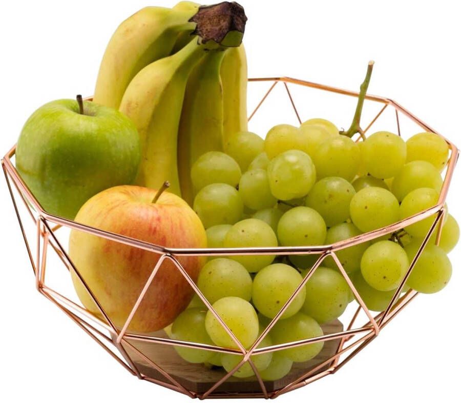 Chefarone Fruitmand Fruitschaal – Groentemand – Opberger – Metaal – Hout Koper