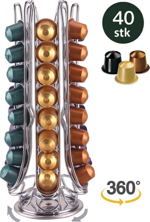 Cheffinger Babij capsulehouder cuphouder Nespresso CF-N08 48 cups 360 graden draaibaar