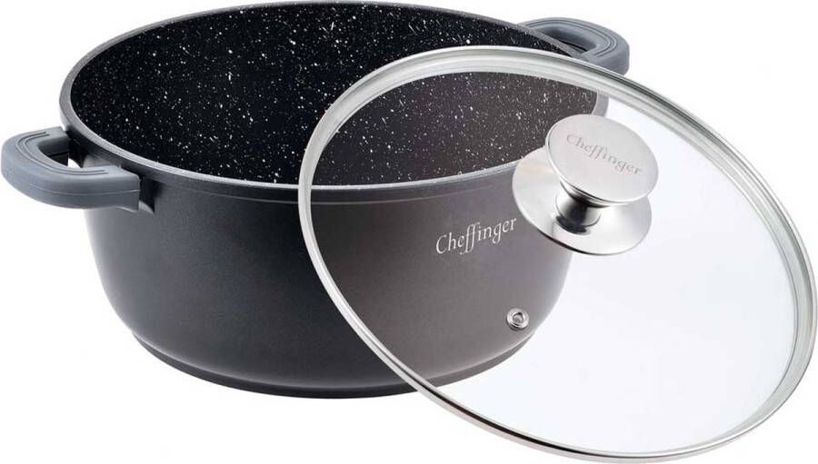 Cheffinger Braadpan met deksel 20cm Zwart Inductie