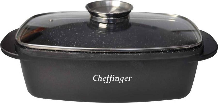 Cheffinger Braadslede met Deksel 32cm Zwart Inductie Braadpan Braadslee