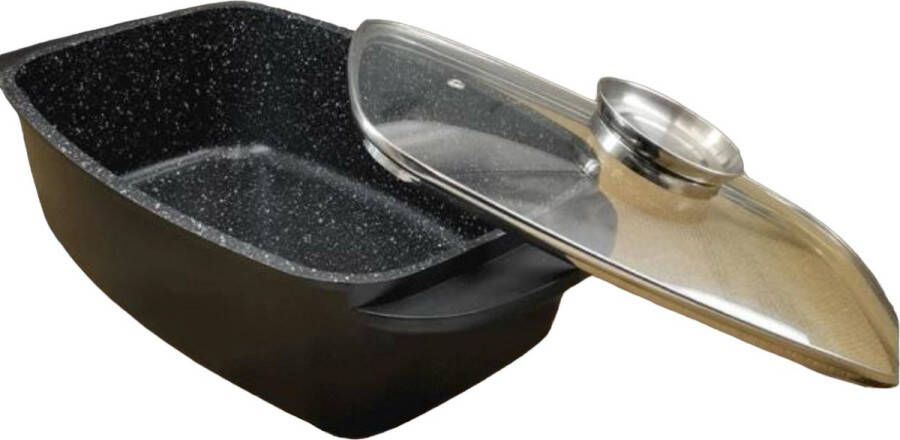 Cheffinger Braadslede met Deksel 38cm Zwart Inductie Braadpan Braadslee