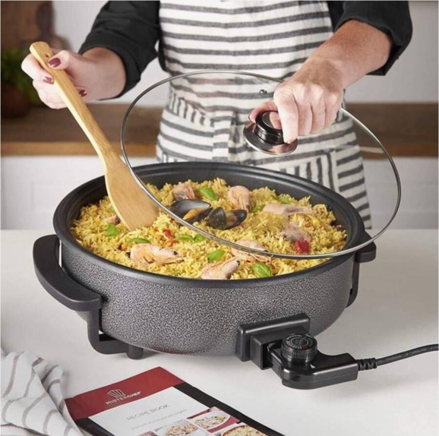 Cheffinger CF-PZP42 Grillpan Pizzapan multifunctionele elektrische Hapjespan 42 cm