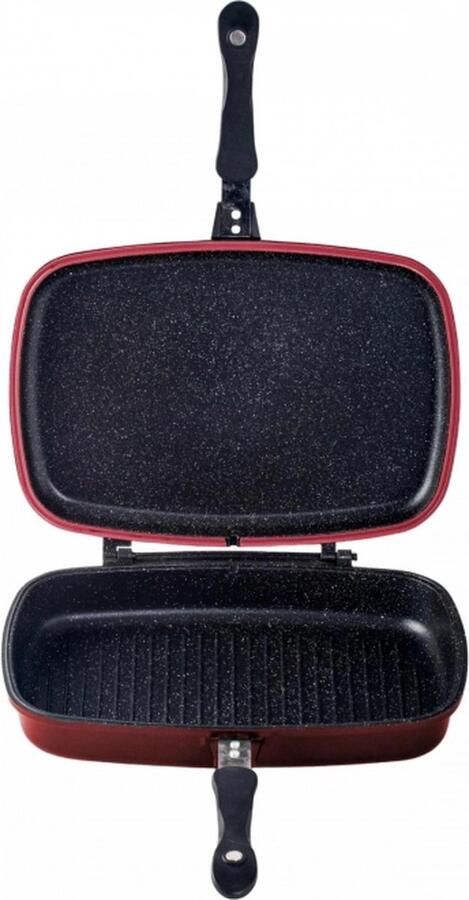 Cheffinger CF-DG36: Omkeerbare dubbele grillpan met marmercoating 36 cm