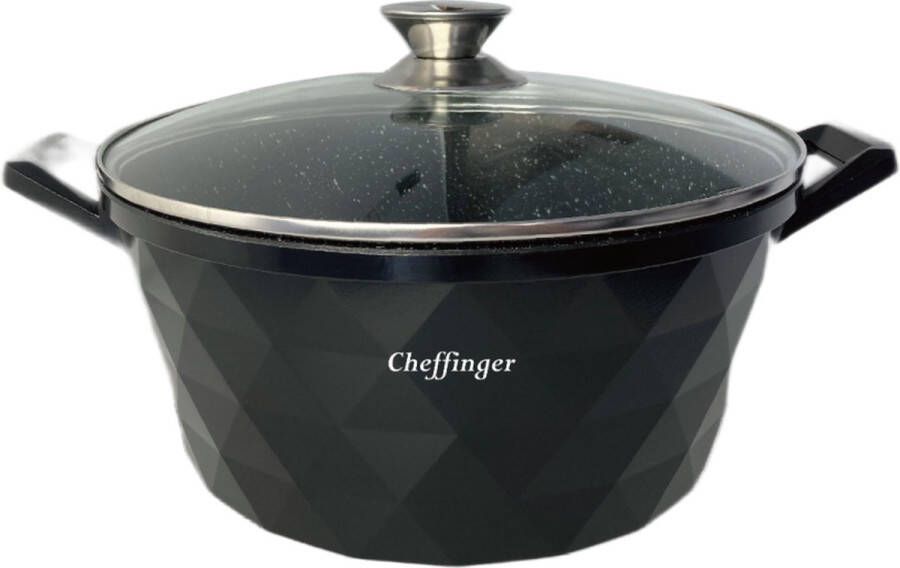 Cheffinger Diamond Braadpan met Deksel 32cm Zwart Inductie