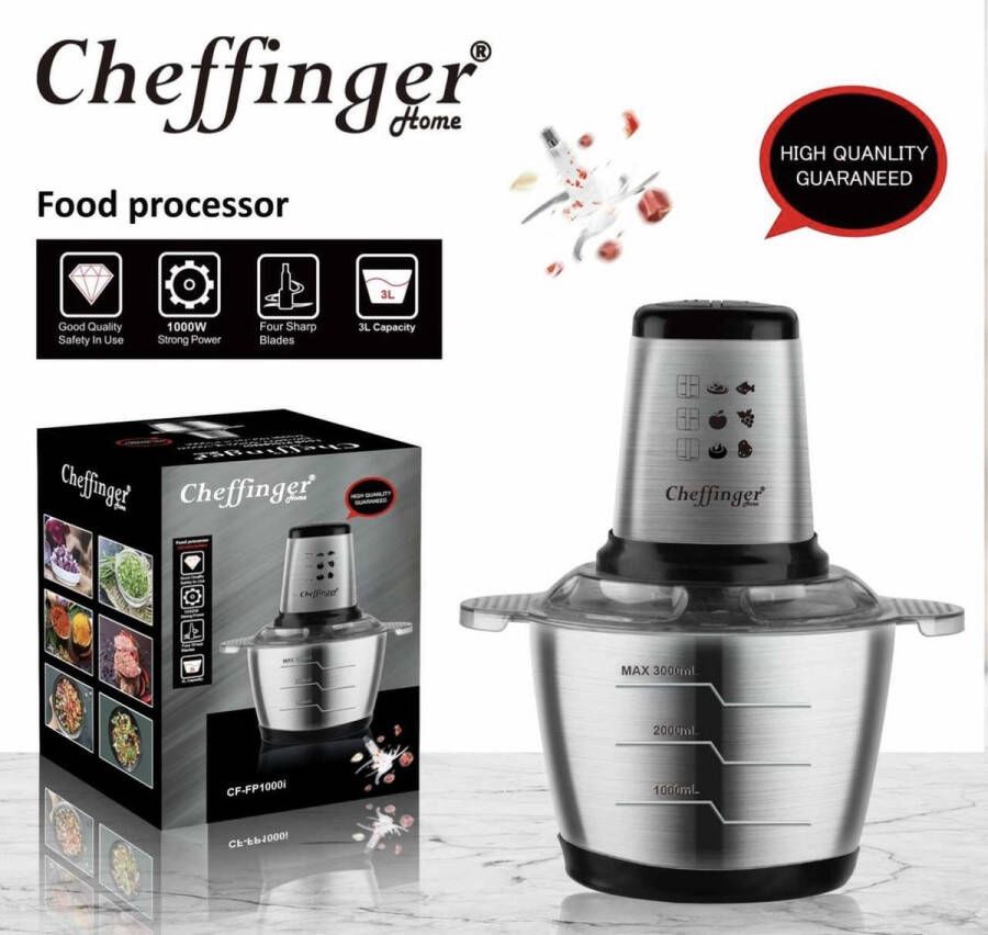 Cheffinger Inox Hakmolen Multihakker Food Processor