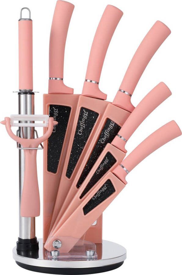 Cheffinger Messenset met Standaard 8-delig Roze