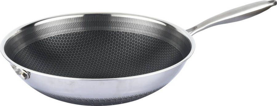 Cheffinger Premium Wokpan 32cm RVS Honingraat Hexagon Honeycomb