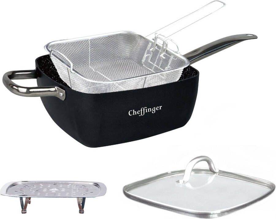 Cheffinger Stoompan Frituurpan 4-delig set 24 cm