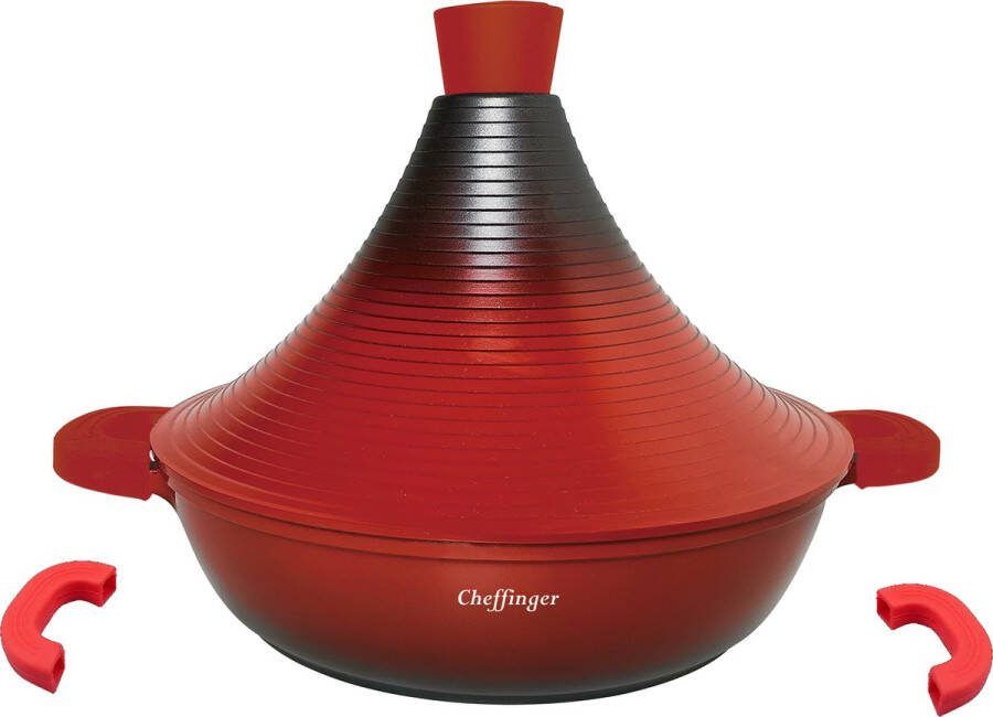 Cheffinger Tajine Luxe Aluminium Tajine inductie Ø28cm Rood Zwart