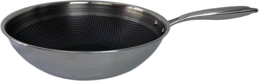 Cheffinger Wokpan 32cm Honingraat anti-aanbaklaag Hexagon Honeycomb