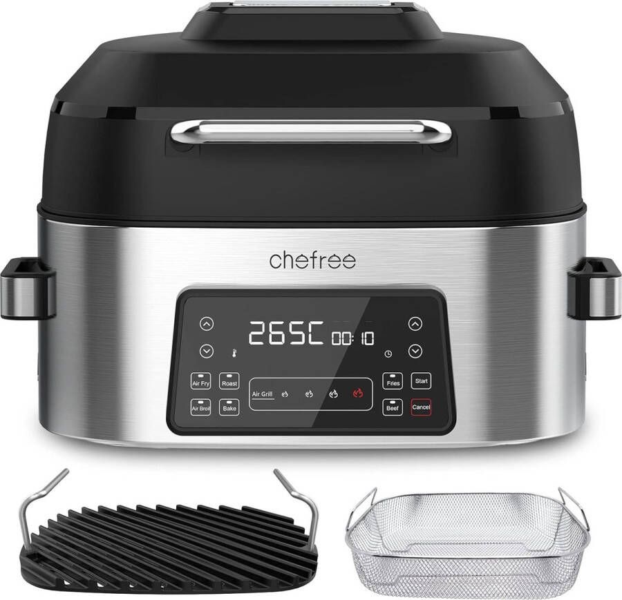 CHEFREE 6-in-1 Multicooker 6L Rookloos Airfryen & Grillen Energieklasse A++