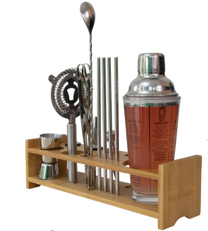 Chefs Cuisine cocktail set cocktailset cocktailsets Incl. 14 delige set met houten stand