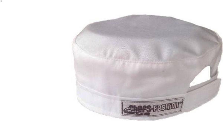 Chefs Fashion Witte Koksmuts Flat Cap White 2 stuks met klittenband