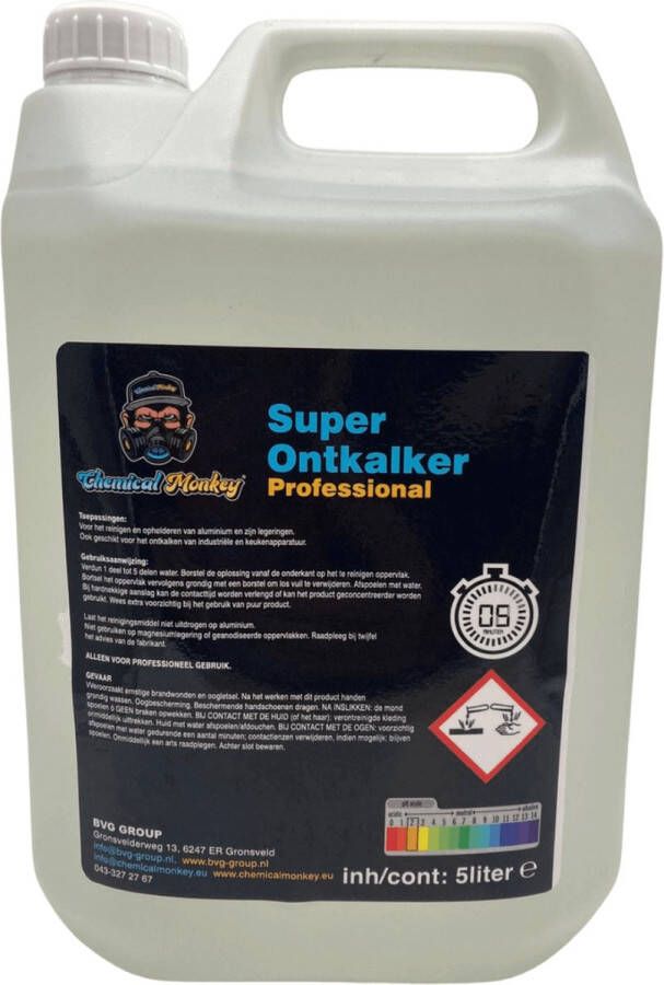 ChemicalMonkey.nl Chemical Monkey Super ontkalker 5L Milieuvriendelijk Reinigen en ophelderen van aluminium en aluminiumlegeringen Geschikt voor het ontkalken van industriële apparaten en keukenapparatuur