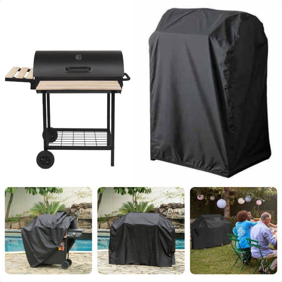 Cheqo Afdekhoes BBQ Cilindervormige BBQ Barbecue Hoes 95x60xh85cm Zwart Polyester Incl. Opbergzak met Rits