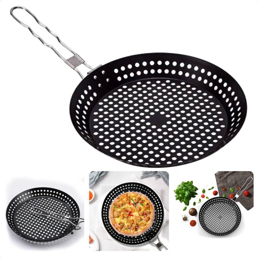 Cheqo Anti Aanbak Barbecuepan BBQ Pan BBQ Grillpan 24cm Inklapbaar Non-Stick 30 5cm