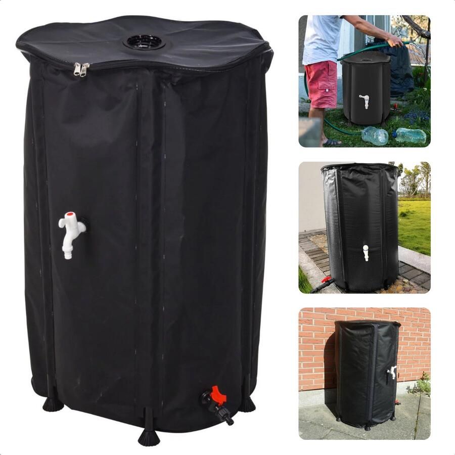 Cheqo Opvouwbare Regenton 250 Liter Wateropslagtank Tuin Reservoir Met Tapkraan 60x90cm