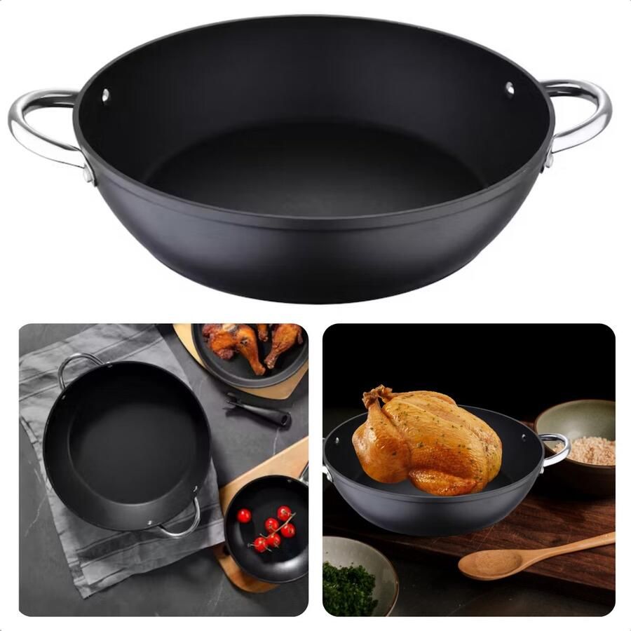 Cheqo Professionele Paella Pan Titanium Inductie Ø32 cm Gesmeed Aluminium