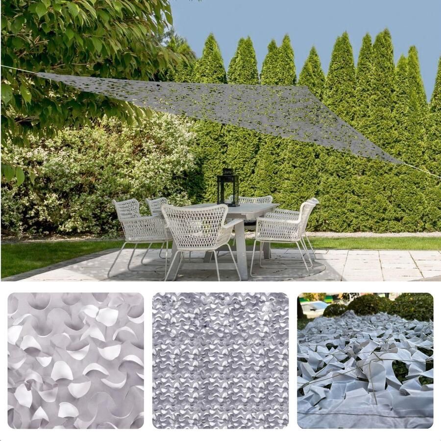 Cheqo Schaduwdoek Vierkant Lichtgrijs Waterafstotend Polyester 100% 4 x 2.30 m Touw Met Draagzak 500x500 cm