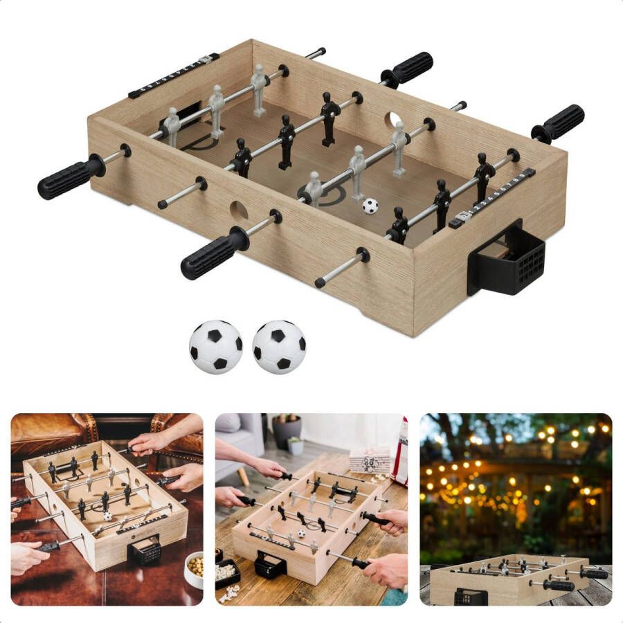 Cheqo Houten Tafelvoetbalspel Voetbaltafel Tafelvoetbal Kickertafel Tafelvoetbaltafel Tafelvoetbal balletjes 51x30.5x10cm MDF Met 2 Ballen