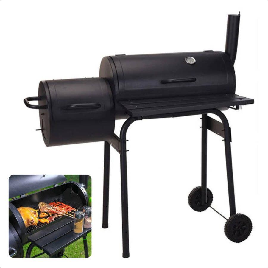 Cheqo Houtskoolbarbecue Barbecue Smoker Houtskool Rookoven Verrijdbare BBQ Gegalvaniseerd Staal Thermometer