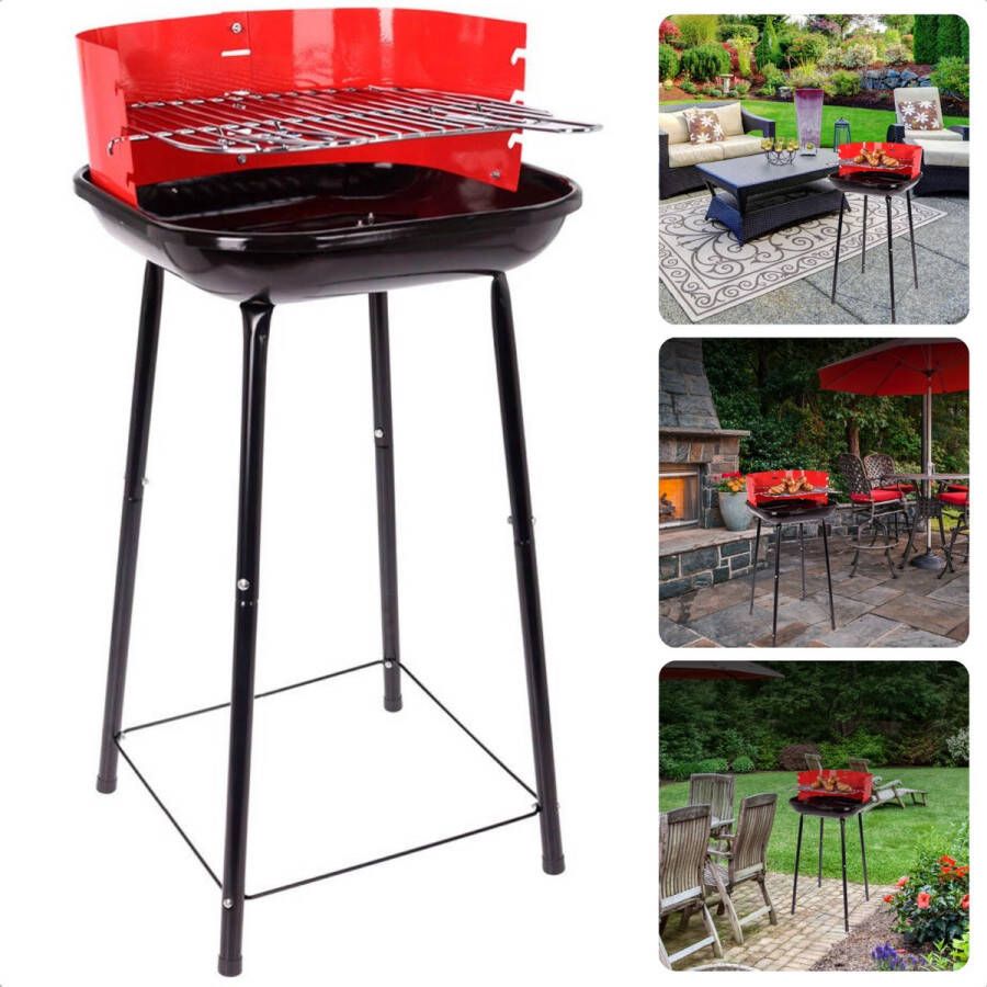 Cheqo Houtskoolbarbecue Houtskool BBQ Barbecue Ø41cm Windscherm Grillrooster Vuurschaal 0 7mm Gewicht 2.8kg