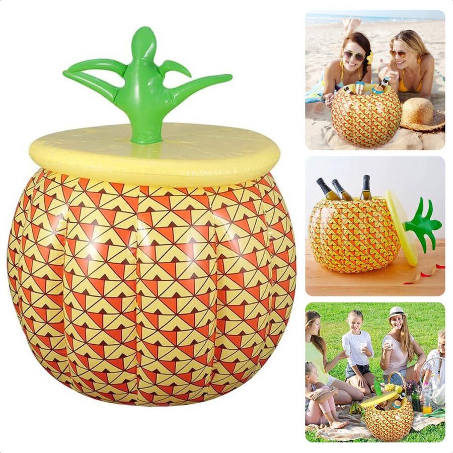 Cheqo Ijsemmer Drankkoeler Opblaasbaar Drankhouder Flesenkoeler Wijnkoeler Ø25cm Opblaasbaar Ananas 33cm Hoogte