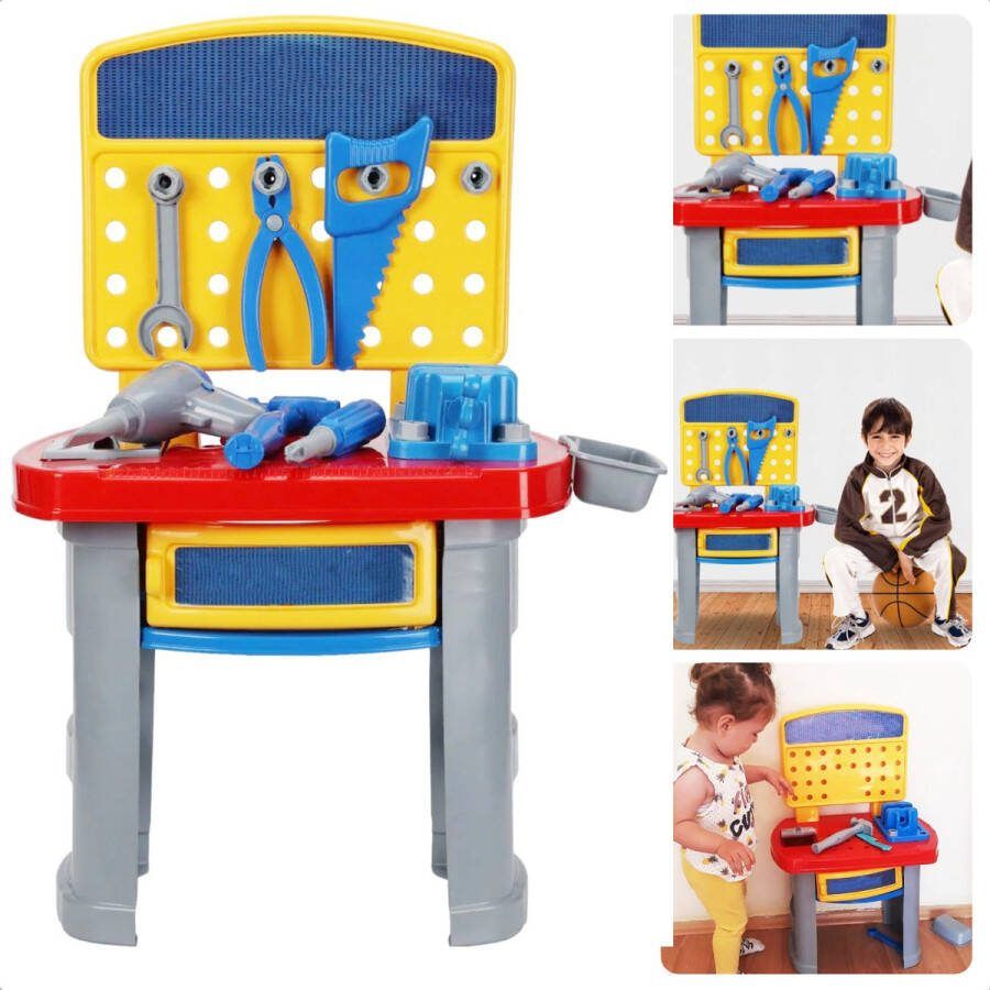 Cheqo Interactieve Speelgoed Werkbank Kinderwerkbank Bouwset voor Kinderen met Gereedschap Set