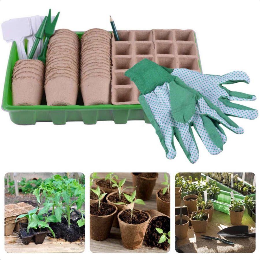 Cheqo Kweekset 68-delig 2 Bakken van 10 Vakjes 40 Kweekpotten DIY Pakket Planten Kweken Kamerplanten Geschenkset Voor Beginnners en Ervaren Tuiniers Inclusief accessoires Plantenlabels Tuinzaaiers Kweekbakken Moestuin