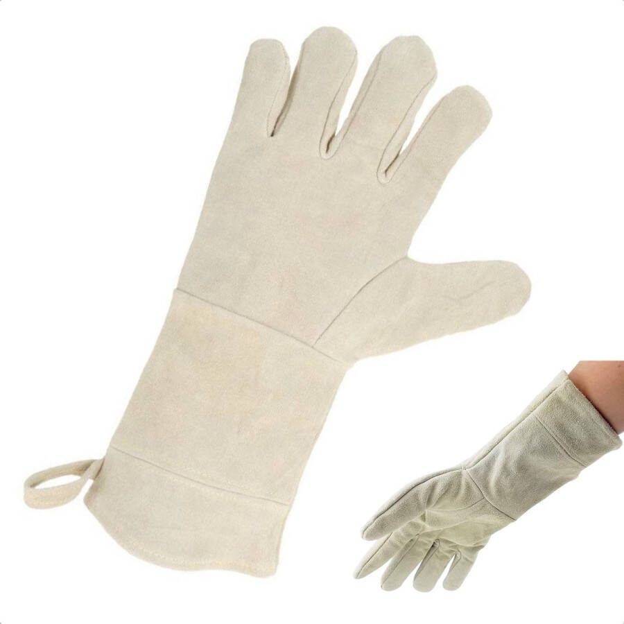 Cheqo Leren BBQ Handschoen Barbecue Handschoen Vuurvaste Ovenwant 36cm Hittebestendig Met Ophanglus BBQ Accessoire