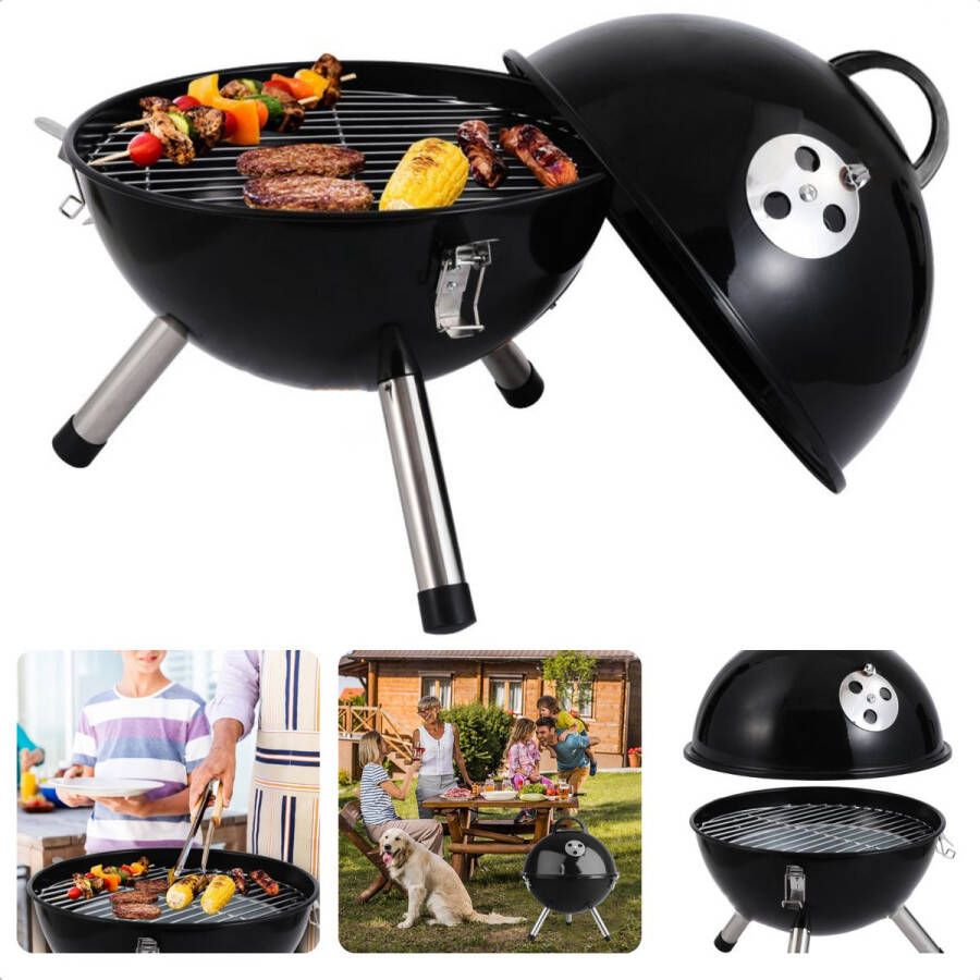 Cheqo Luxe Kogelbarbecue Houtskool BBQ Houtskoolbarbecue Ø31cm Zwart