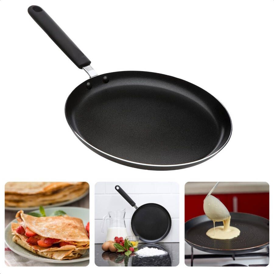 Cheqo Pannenkoekenpan Koekenpan Pannenkoeken Pan 24 cm Geperst Aluminium Anti-Aanbaklaag Ook voor Inductie