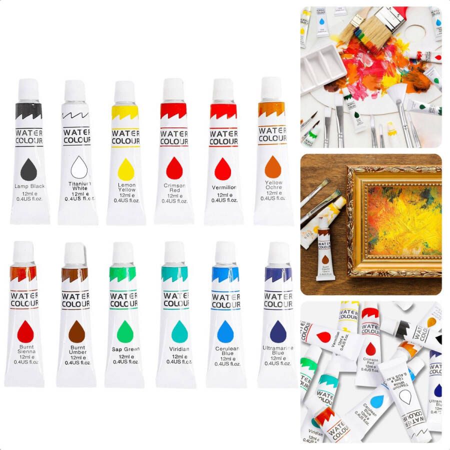 Cheqo PRO Aquarelverf Set Aquarel Hobbyverf 12ml 12 Kleuren