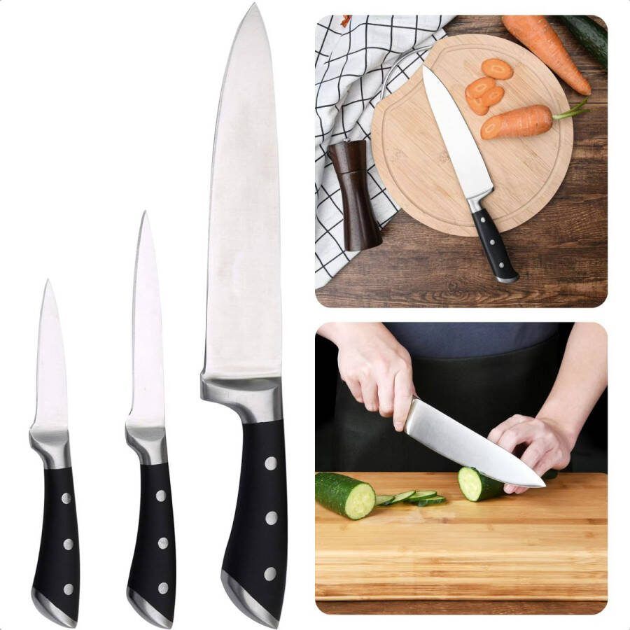 Cheqo Roestvrijstalen Keukenmessen Set Koksmes en Utility Mes Ergonomische Handgreep Chefmessen Messenset voor Keuken Koksmessen Set