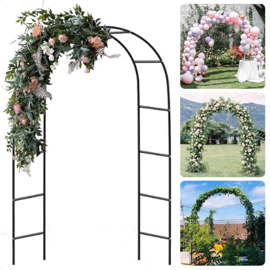 Cheqo Rozenboog Plantenklimrek Metalen Klimhulp Tuinboog 140 x 240 cm Donkergroen