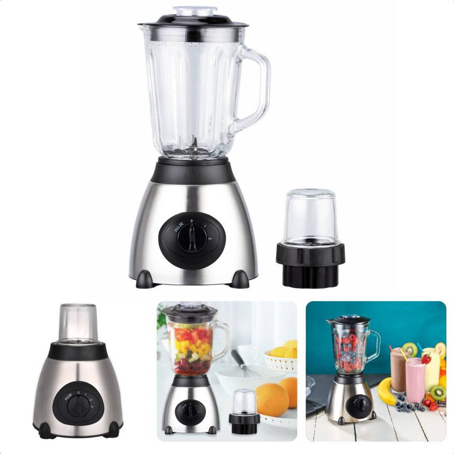 Cheqo RVS Blender 800W 1.5L RVS Messen Koffiemolen IJs-Crush 3 Standen Anti-Slip 230V 50Hz