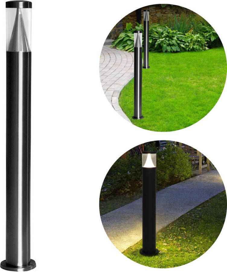 Cheqo RVS Buitenlamp Grondspot Padverlichting Straatlamp Tuinverlichting Tuinlamp 15 LED Waterbestendig 80cm Hoog ø11cm Energiezuinig