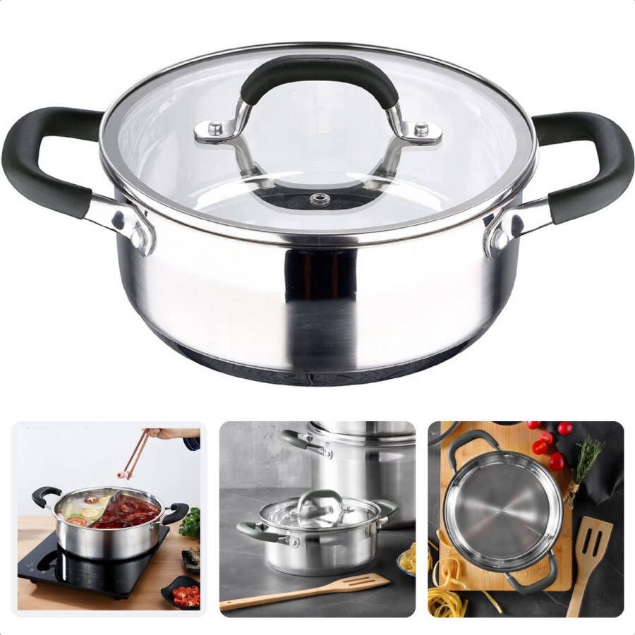 Cheqo RVS Kookpan voor Inductie 20 cm Met Deksel 2.3L Capacieit